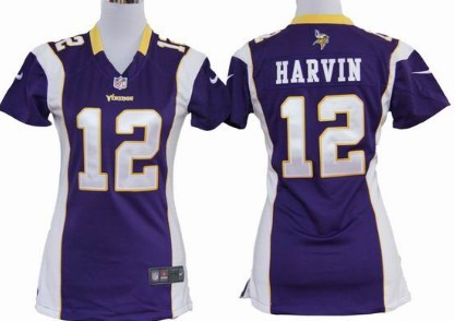 Minnesota Vikings 12 Percy Harvin Purple Game Womens Team Nike Jerseys